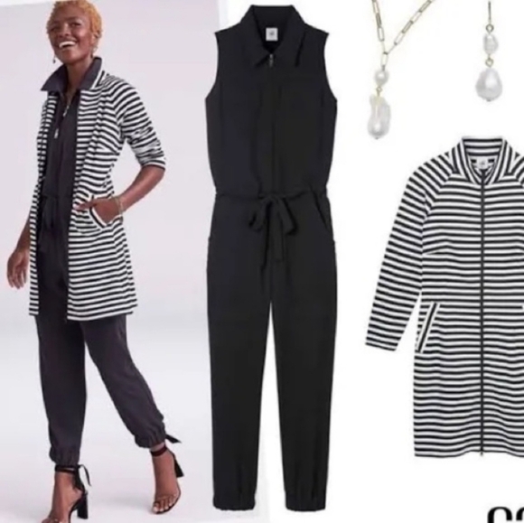 Cabi Caper Black Utility Belted Jumpsuit #5944 Medium Jogger Leg - Picture 1 of 14
